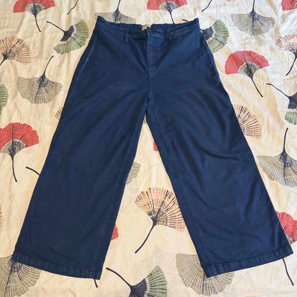 J. Crew Navy Slim Fit Cropped Wide Leg Pants